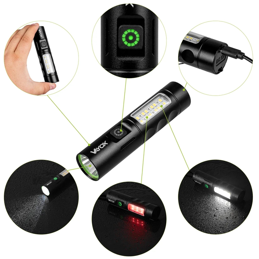 LED Dimbaar oplaadbaar zaklamp met een rood licht LED/5W/5V IPX4 250 glanzend 2000 mAh