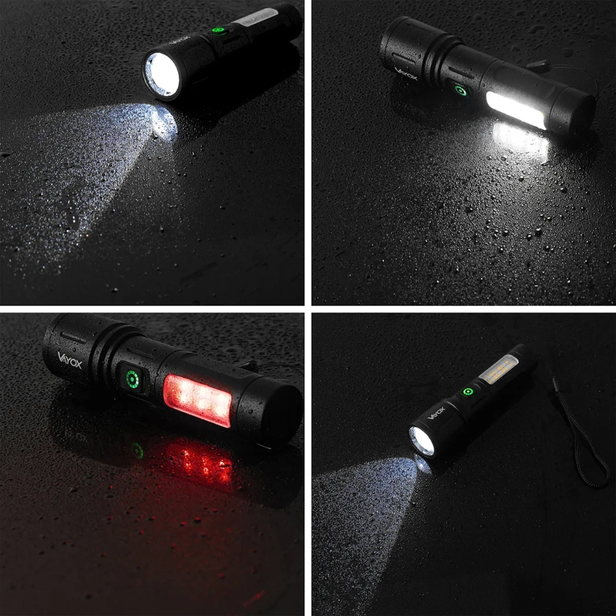 LED Dimbaar oplaadbaar zaklamp met een rood licht LED/5W/5V IPX4 260 glanzend 2000 mAh