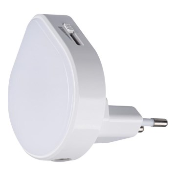 LED dimbaar oriëntatielampje met schemersensor voor in het stopcontact ULOV LED/0,5W/230V wit