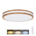 LED Dimbaar Plafondlamp WOODY LED/60W/230V 3000-6500K eiken pr. 50 cm + afstandsbediening