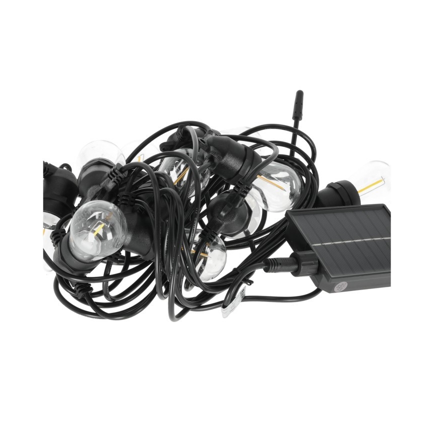 LED-dimbare zonnegevoede decoratieve lichtsnoer STARLIGHT NEO 20xE27/3,7V 2700K IP54 2400 mAh 21,5m + afstandsbediening