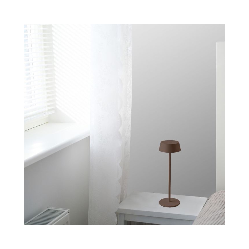 LED Buiten Dimbare Touch Oplaadbare Tafellamp LED/2W/5V 4400 mAh IP54 Bruin