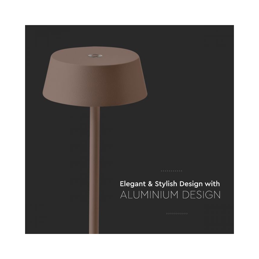 LED Buiten Dimbare Touch Oplaadbare Tafellamp LED/2W/5V 4400 mAh IP54 Bruin