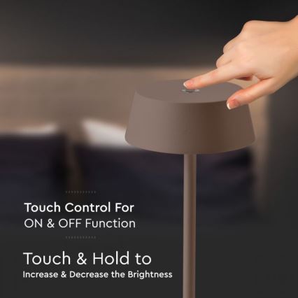 LED Buiten Dimbare Touch Oplaadbare Tafellamp LED/2W/5V 4400 mAh IP54 Bruin