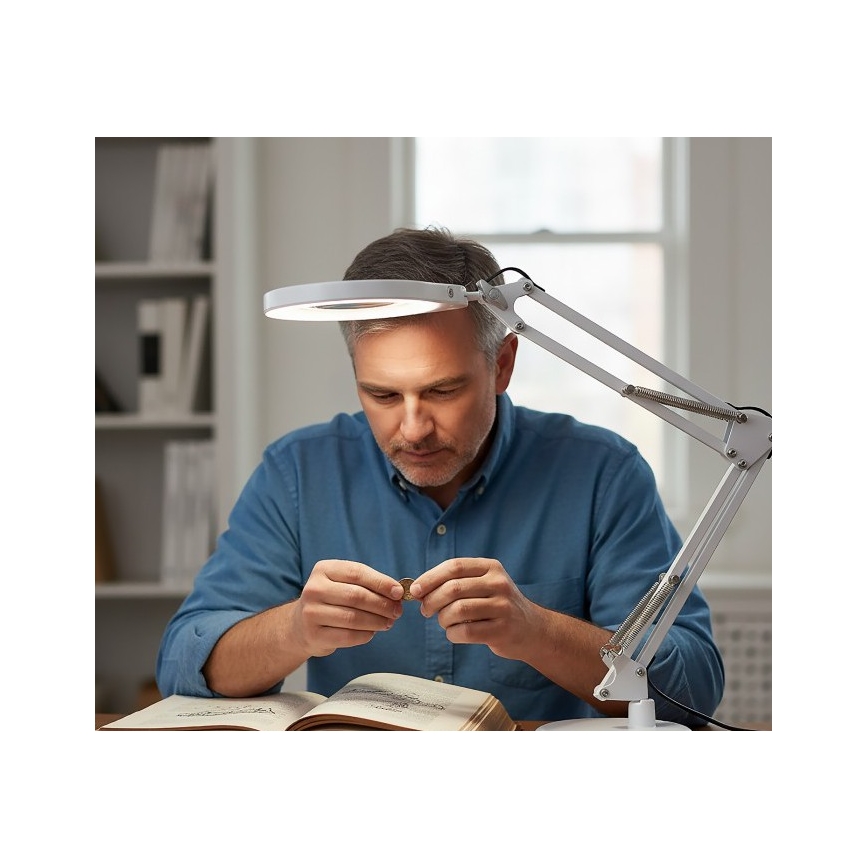 LED-dimbare bureaulamp met loep 2-in-1 AURIQ LOUPE LED/10W/5V 3000/4000/6500K wit
