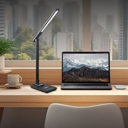 LED dimbare bureaulamp met USB LED/9W/230V 3000K/4000K/5500K zwart