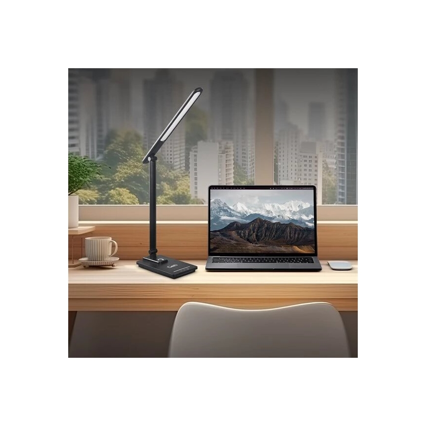 LED dimbare bureaulamp met USB LED/9W/230V 3000K/4000K/5500K zwart
