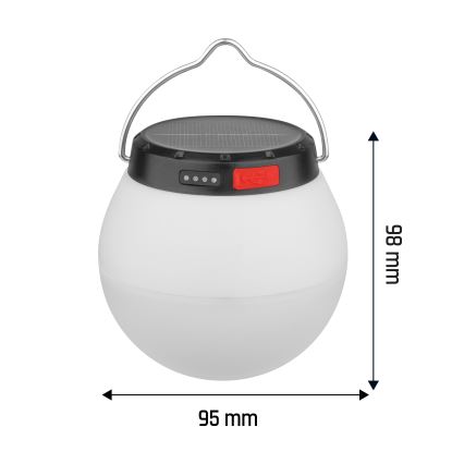 LED-dimbare, draagbare, zonne-oplaadbare lamp LUMINA ORB LED/5V 800 mAh