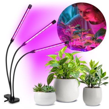 LED Dimbare flexibele bureaulamp met clip voor plantengroei VITARO 3xLED/10W/230V zwart
