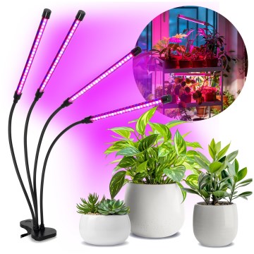 LED Dimbare flexibele bureaulamp met clip voor plantengroei VITARO 4xLED/10W/230V zwart