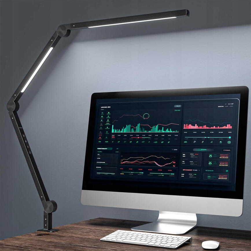 LED-dimbare, aanraakgevoelige, flexibele bureaulamp met klem LED/12W/230V 3000/4000/6000K zwart