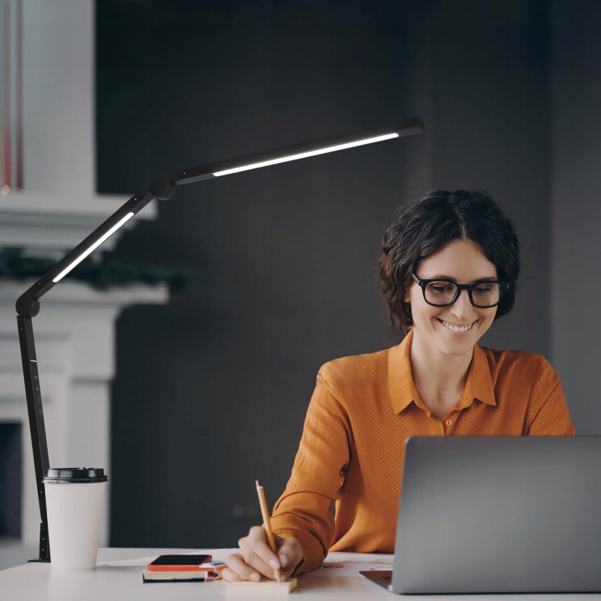 LED-dimbare, aanraakgevoelige, flexibele bureaulamp met klem LED/12W/230V 3000/4000/6000K zwart
