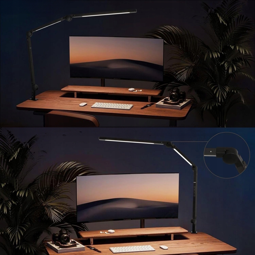 LED-dimbare, aanraakgevoelige, flexibele bureaulamp met klem LED/12W/230V 3000/4000/6000K zwart