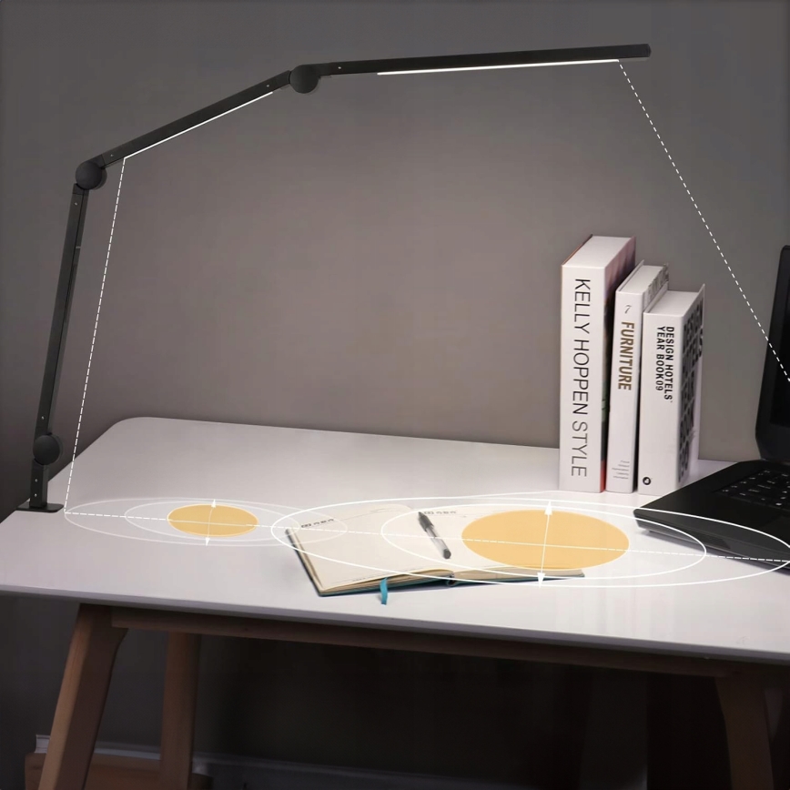 LED-dimbare, aanraakgevoelige, flexibele bureaulamp met klem LED/12W/230V 3000/4000/6000K zwart