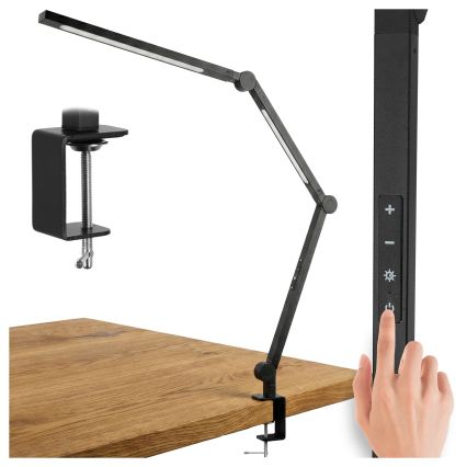 LED-dimbare, aanraakgevoelige, flexibele bureaulamp met klem LED/12W/230V 3000/4000/6000K zwart
