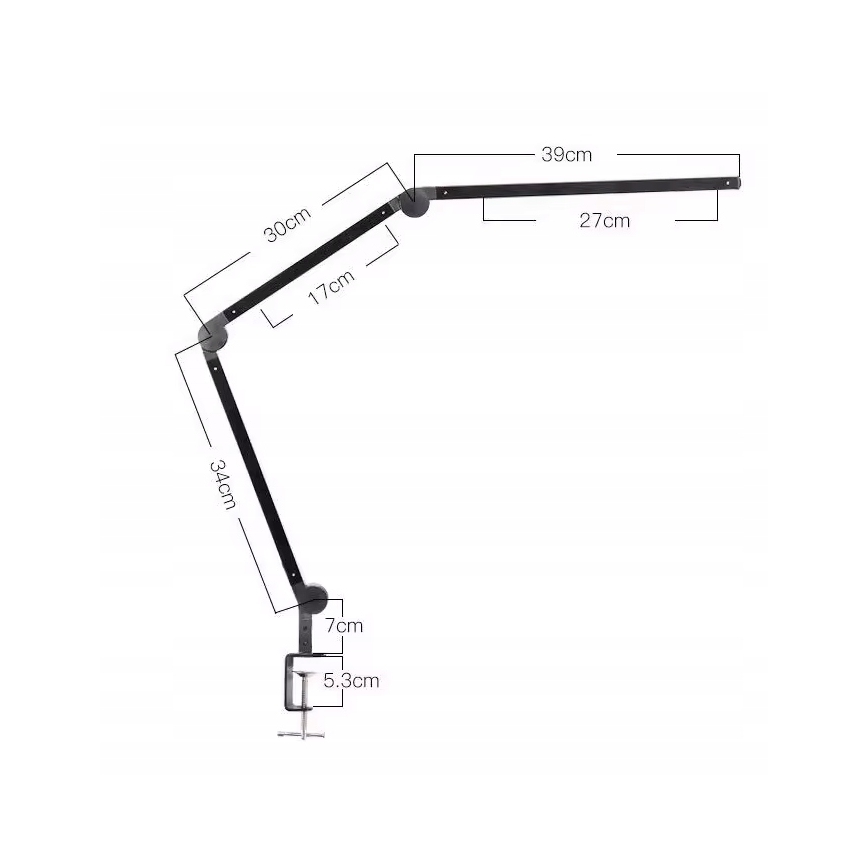 LED-dimbare, aanraakgevoelige, flexibele bureaulamp met klem LED/12W/230V 3000/4000/6000K zwart