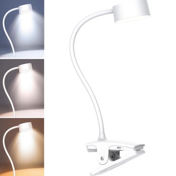 LED Dimbare flexibele oplaadbare bureaulamp met clip LED/2W/1800 mAh 3000/4000/6500K wit