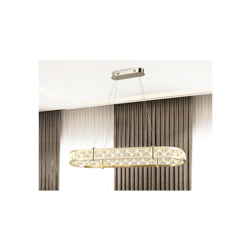 LED dimbare kristallen kroonluchter met ophangkabel ENRIQUE LED/50W//230V 3000-6000K + afstandsbediening