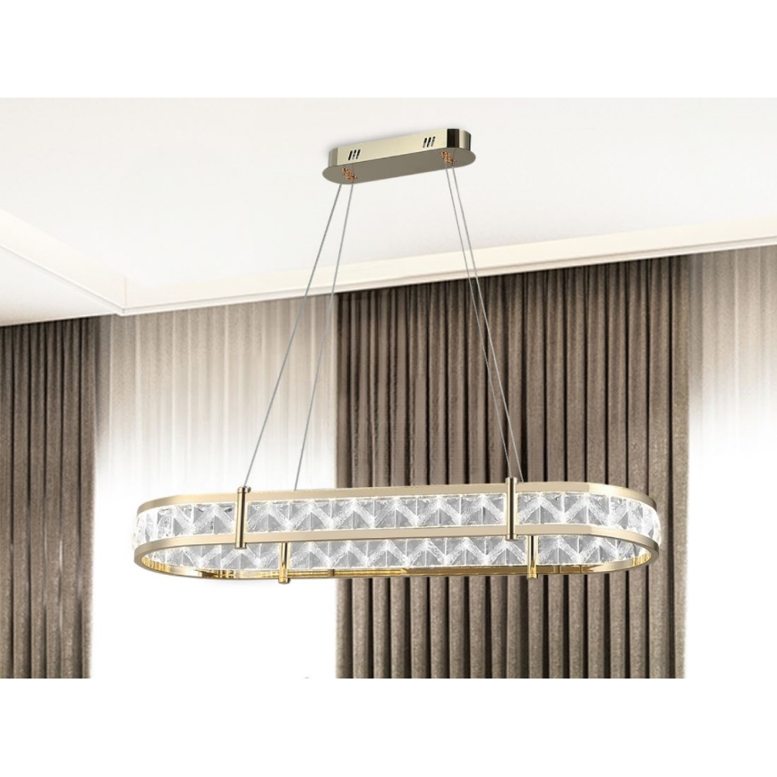 LED dimbare kristallen kroonluchter met ophangkabel ENRIQUE LED/50W//230V 3000-6000K + afstandsbediening