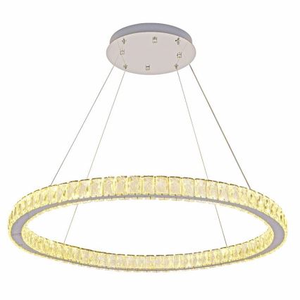 LED dimbare kristallen hanglamp aan kabel LED/100W/230V 3000-6500K zilver + afstandsbediening