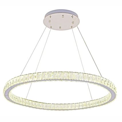 LED dimbare kristallen hanglamp aan kabel LED/100W/230V 3000-6500K zilver + afstandsbediening