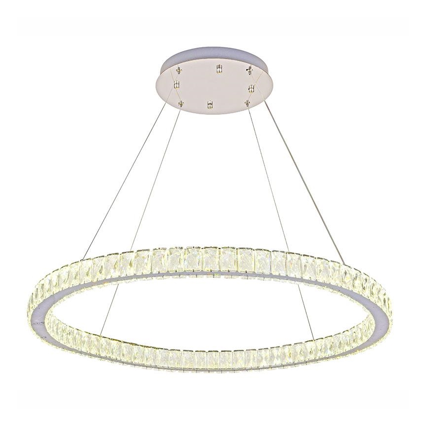 LED dimbare kristallen hanglamp aan kabel LED/100W/230V 3000-6500K zilver + afstandsbediening
