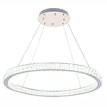 LED dimbare kristallen hanglamp aan kabel LED/100W/230V 3000-6500K zilver + afstandsbediening