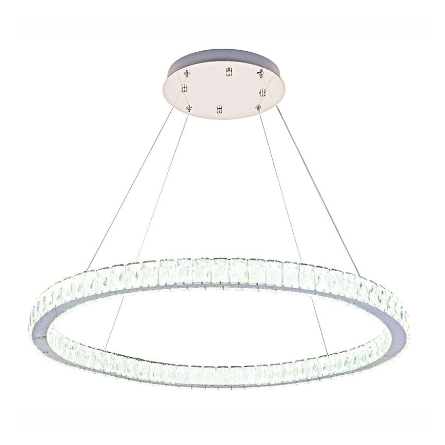 LED dimbare kristallen hanglamp aan kabel LED/100W/230V 3000-6500K zilver + afstandsbediening