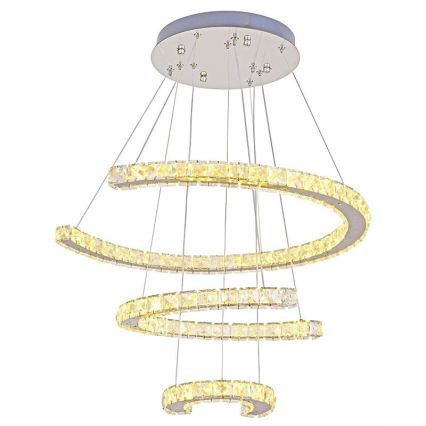 LED dimbare kristallen hanglamp aan kabel LED/100W/230V 3000-6500K zilver + afstandsbediening