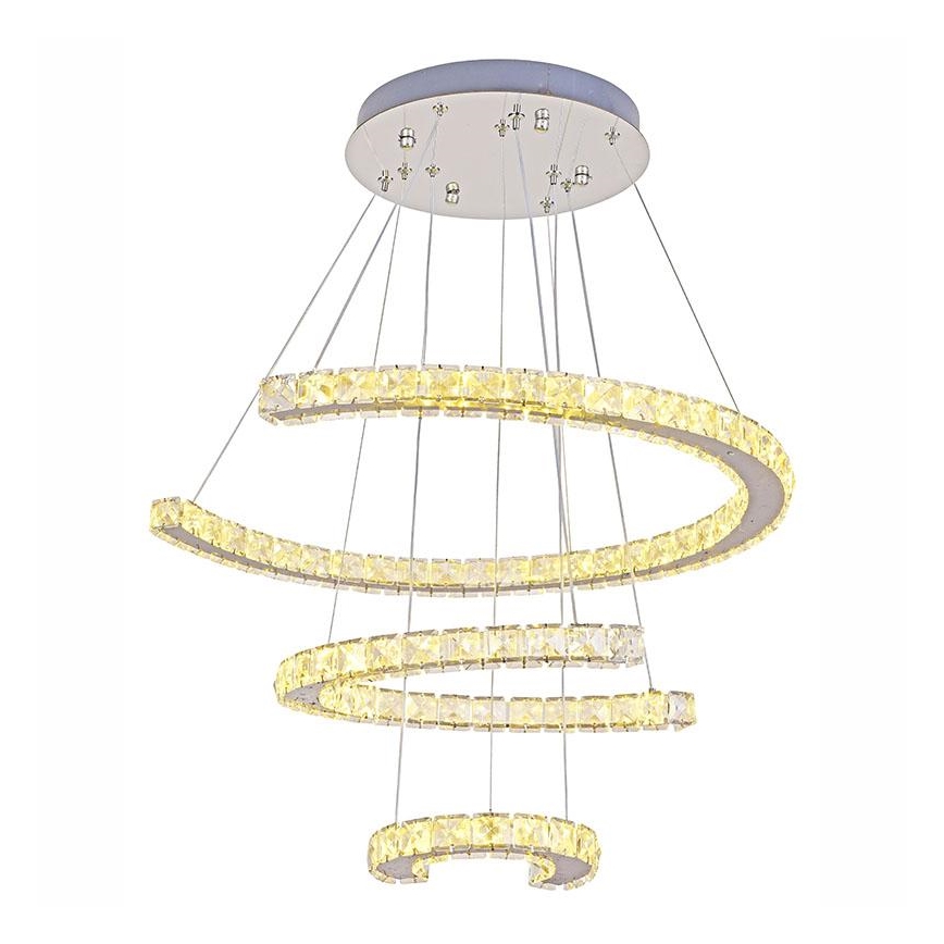 LED dimbare kristallen hanglamp aan kabel LED/100W/230V 3000-6500K zilver + afstandsbediening