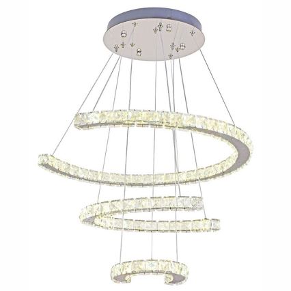 LED dimbare kristallen hanglamp aan kabel LED/100W/230V 3000-6500K zilver + afstandsbediening