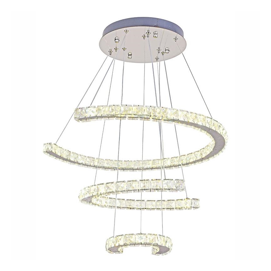 LED dimbare kristallen hanglamp aan kabel LED/100W/230V 3000-6500K zilver + afstandsbediening