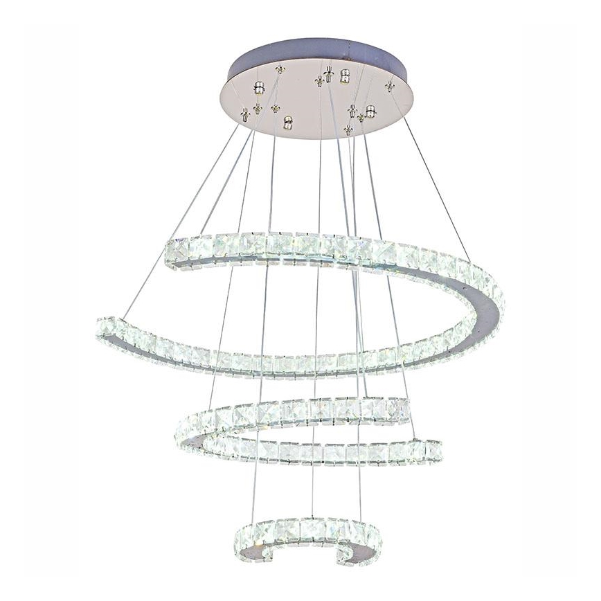 LED dimbare kristallen hanglamp aan kabel LED/100W/230V 3000-6500K zilver + afstandsbediening