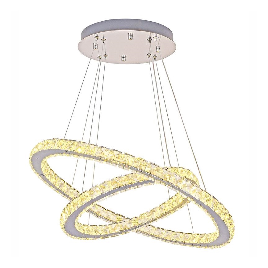 LED dimbare kristallen hanglamp aan kabel LED/115W/230V 3000-6500K zilver + afstandsbediening