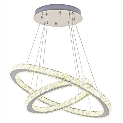 LED dimbare kristallen hanglamp aan kabel LED/115W/230V 3000-6500K zilver + afstandsbediening