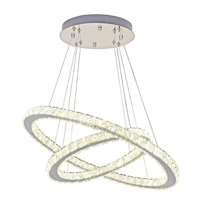LED dimbare kristallen hanglamp aan kabel LED/115W/230V 3000-6500K zilver + afstandsbediening
