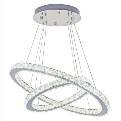 LED dimbare kristallen hanglamp aan kabel LED/115W/230V 3000-6500K zilver + afstandsbediening