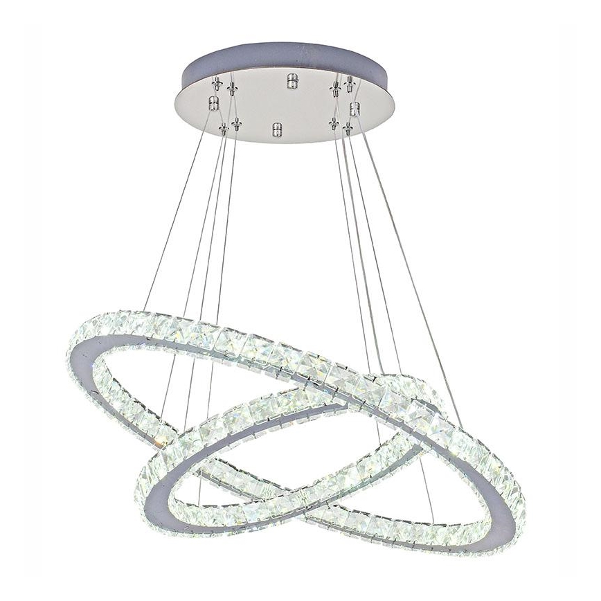LED dimbare kristallen hanglamp aan kabel LED/115W/230V 3000-6500K zilver + afstandsbediening