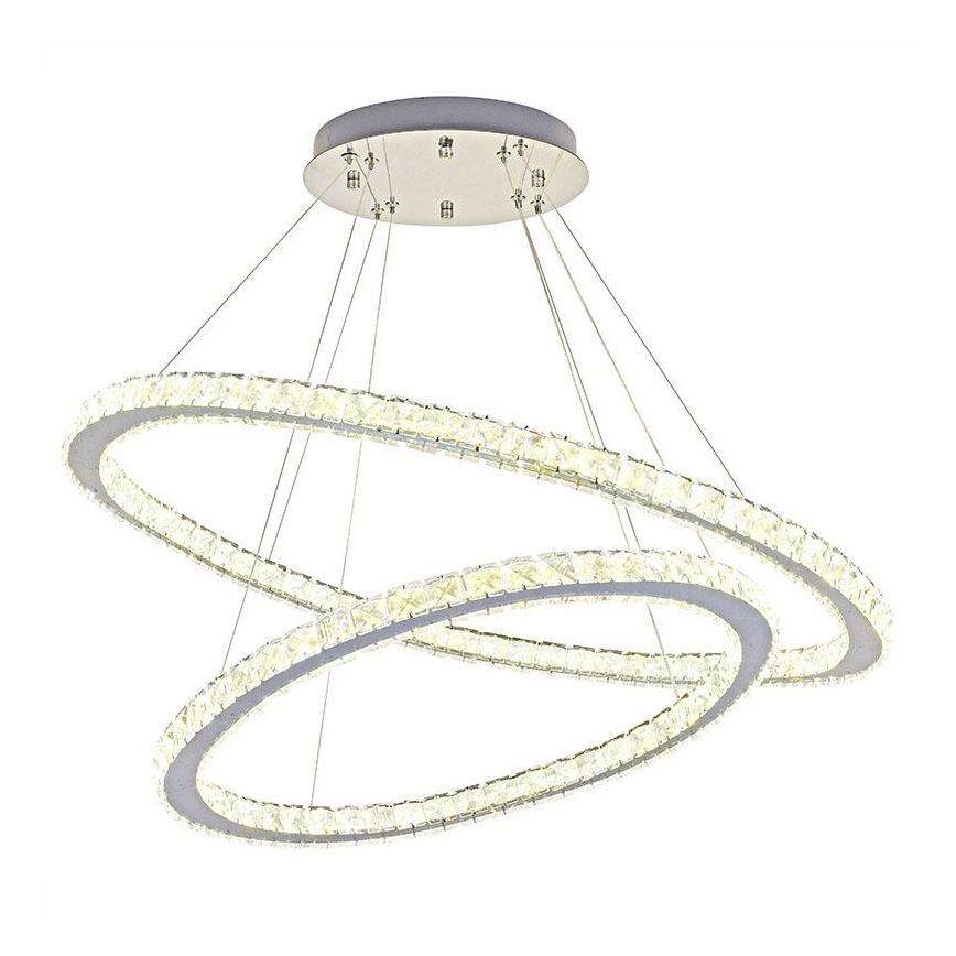 LED dimbare kristallen hanglamp aan kabel LED/160W/230V 3000-6500K zilver + afstandsbediening