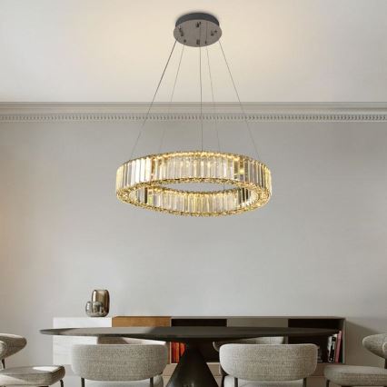LED dimbare kristallen hanglamp aan kabel LED/40W/230V 3000-6500K glanzend chroom + afstandsbediening