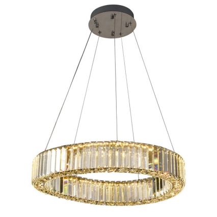 LED dimbare kristallen hanglamp aan kabel LED/40W/230V 3000-6500K glanzend chroom + afstandsbediening