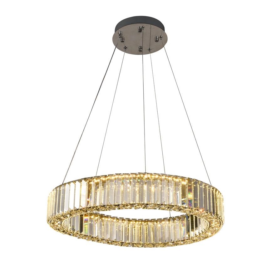 LED dimbare kristallen hanglamp aan kabel LED/40W/230V 3000-6500K glanzend chroom + afstandsbediening
