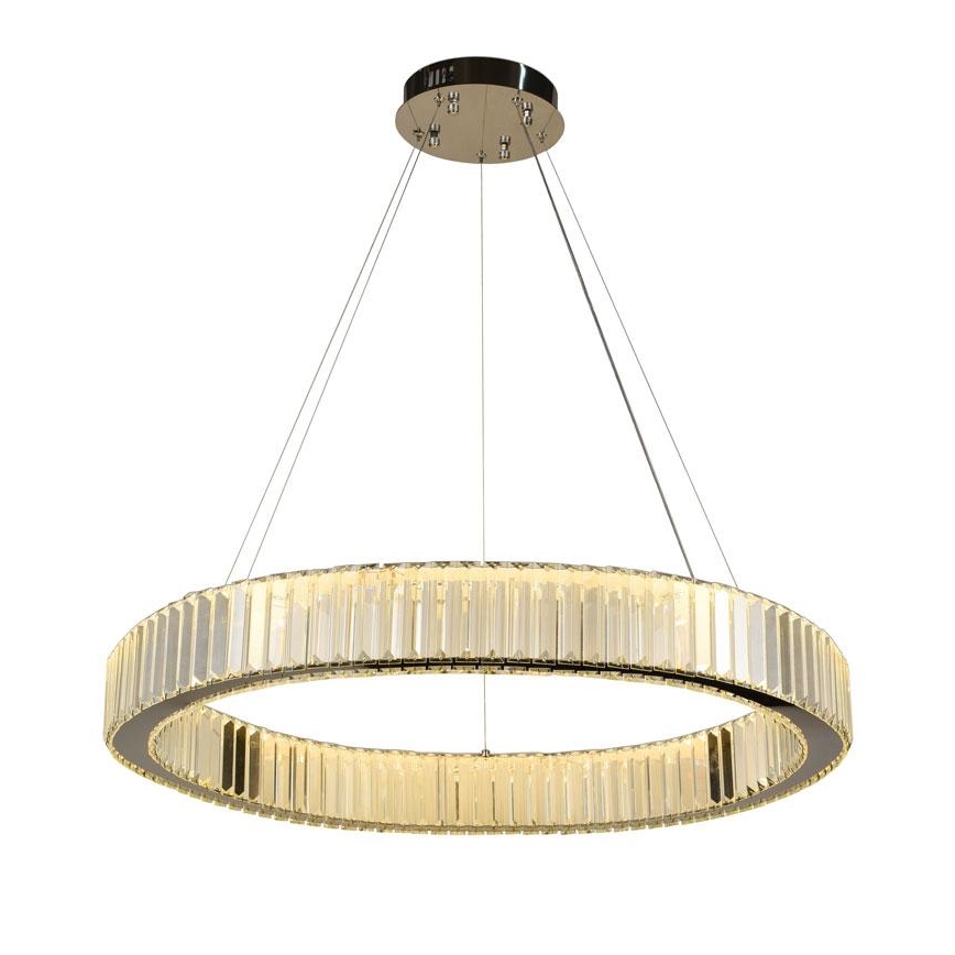 LED dimbare kristallen hanglamp aan kabel LED/50W/230V 3000-6500K glanzend chroom + afstandsbediening