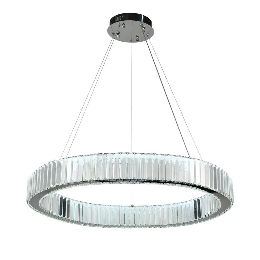 LED dimbare kristallen hanglamp aan kabel LED/50W/230V 3000-6500K glanzend chroom + afstandsbediening