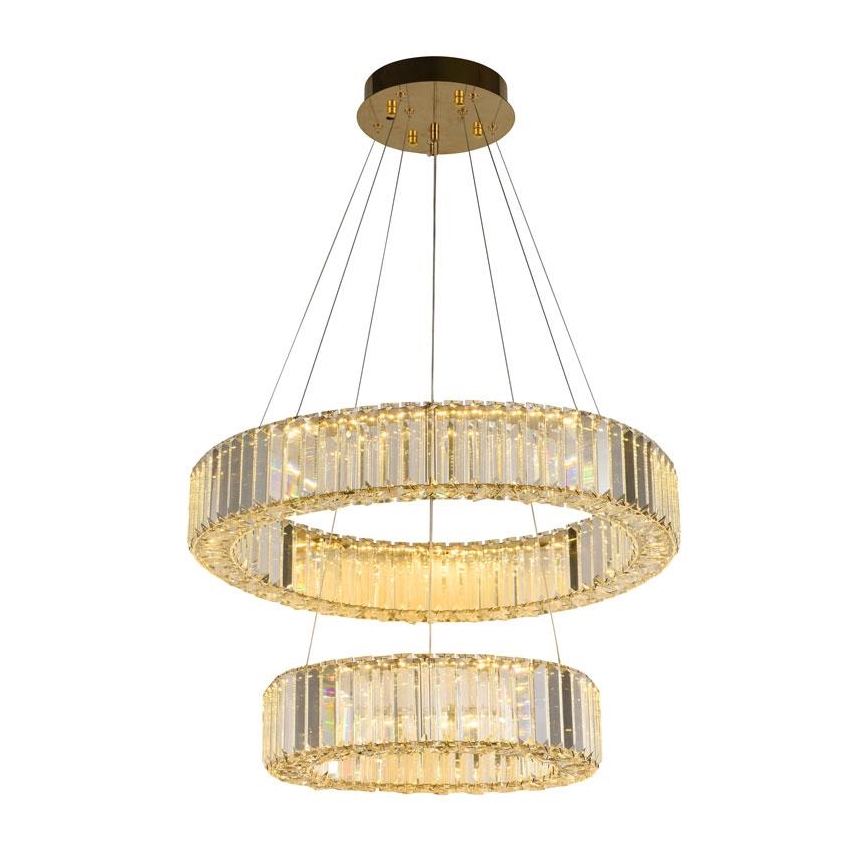 LED dimbare kristallen hanglamp aan kabel LED/65W/230V 3000-6500K chroom/goud + afstandsbediening