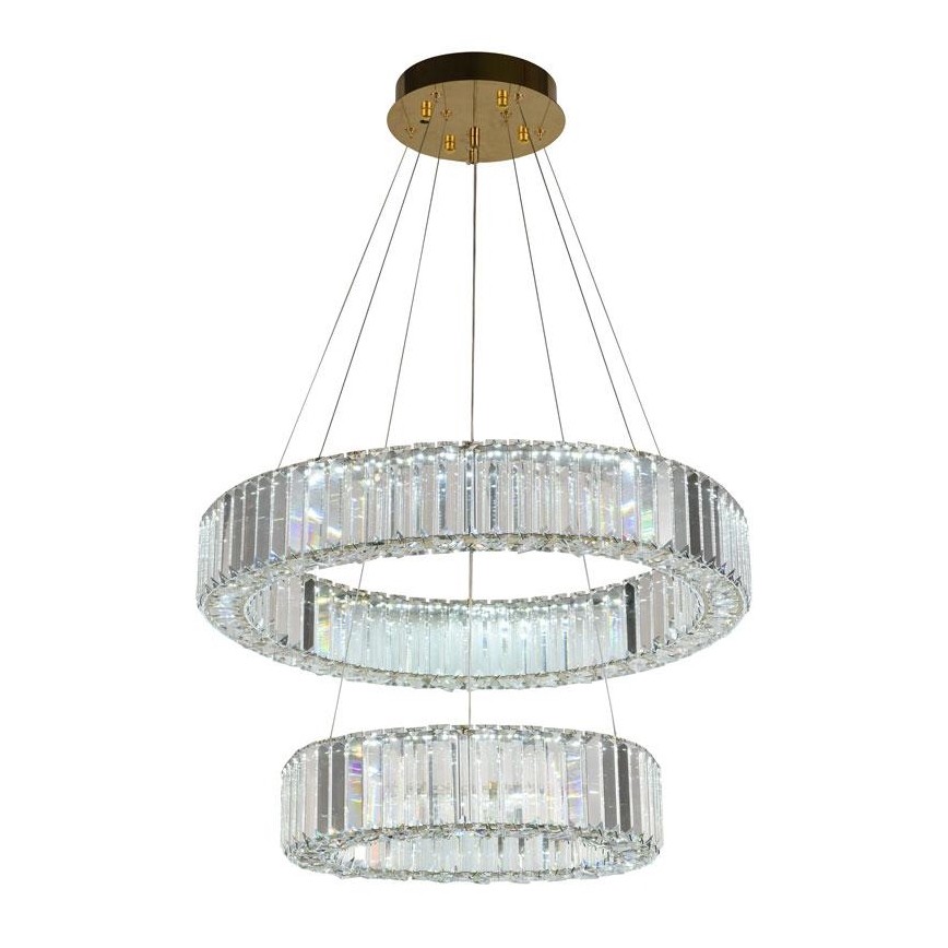 LED dimbare kristallen hanglamp aan kabel LED/65W/230V 3000-6500K chroom/goud + afstandsbediening