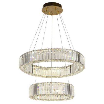 LED dimbare kristallen hanglamp aan kabel LED/65W/230V 3000-6500K chroom/goud + afstandsbediening