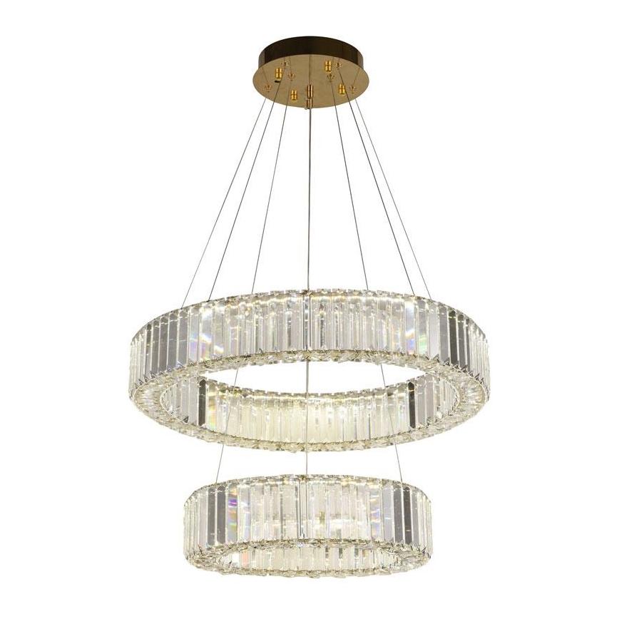 LED dimbare kristallen hanglamp aan kabel LED/65W/230V 3000-6500K chroom/goud + afstandsbediening