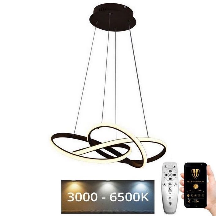 LED Dimbare hanglamp aan kabel LED/65W/230V 3000-6500K Ø 48 cm bruin + afstandsbediening