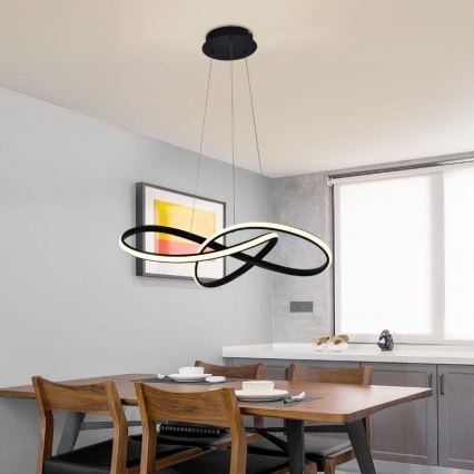 LED Dimbare hanglamp aan kabel LED/70W/230V 3000-6500K Ø 60 cm zwart + afstandsbediening
